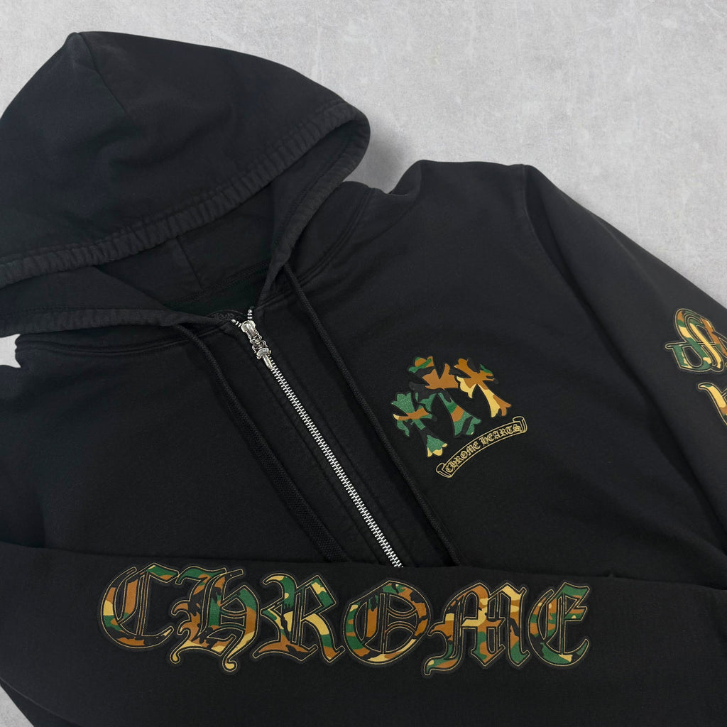 Chrome Hearts Camouflage Cemetery Cross Zip Up Hoodie S