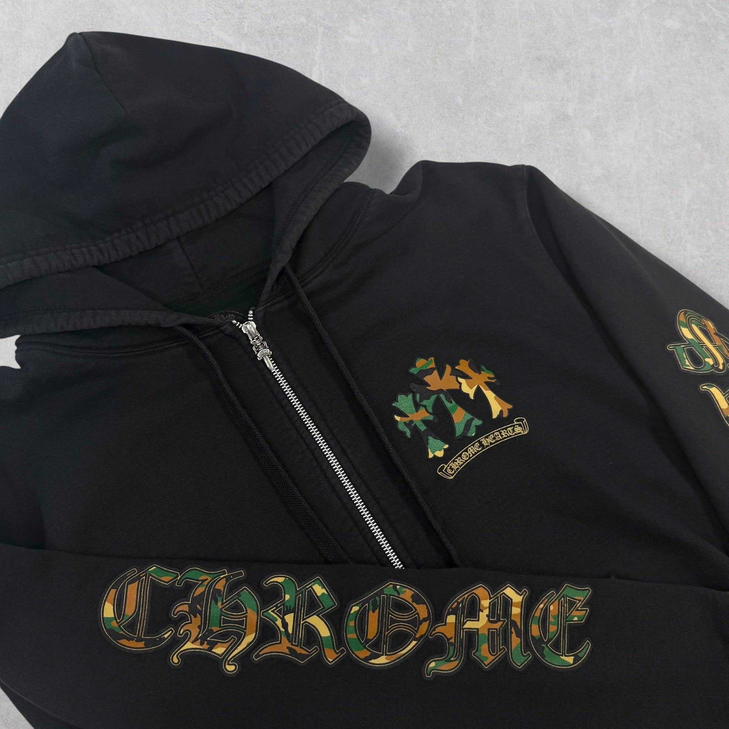 Chrome Hearts Camouflage Cemetery Cross Zip Up Hoodie S