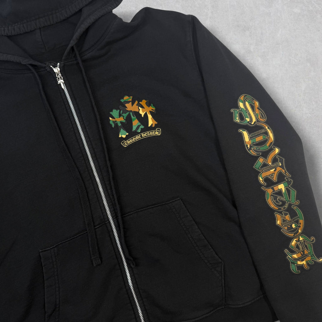 Chrome Hearts Camouflage Cemetery Cross Zip Up Hoodie S