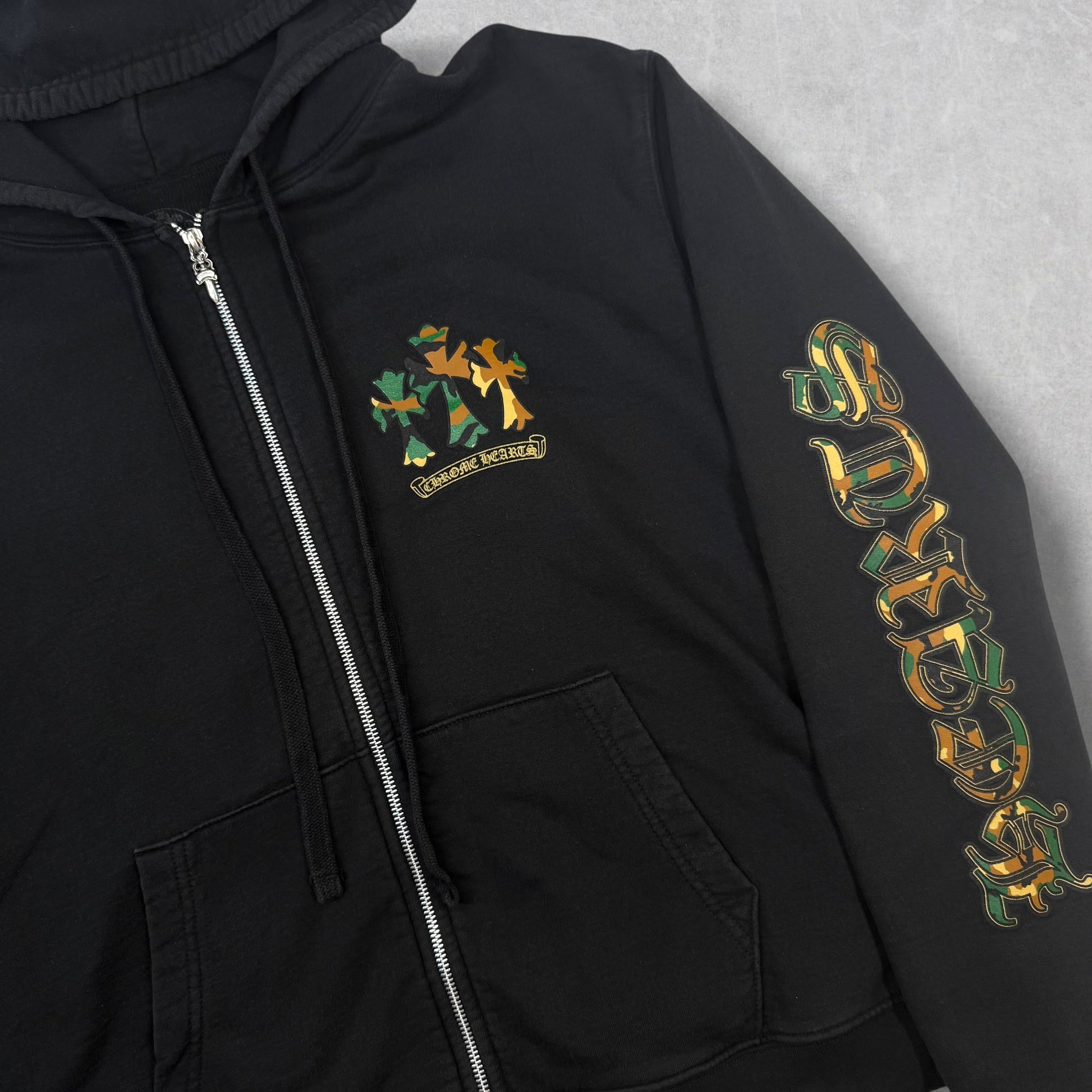 Chrome Hearts Camouflage Cemetery Cross Zip Up Hoodie S