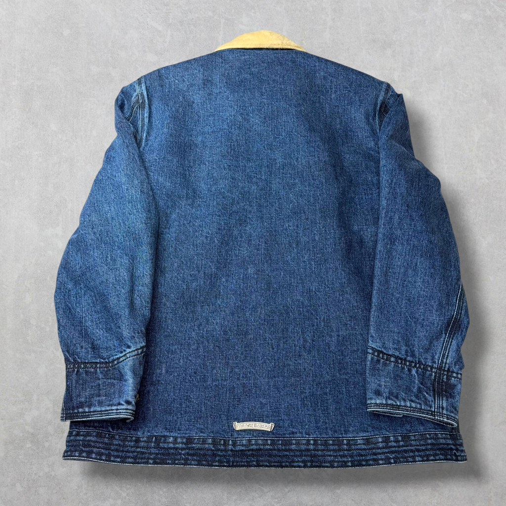 Chrome Hearts Shearling Collar Blue Denim Work Jacket M
