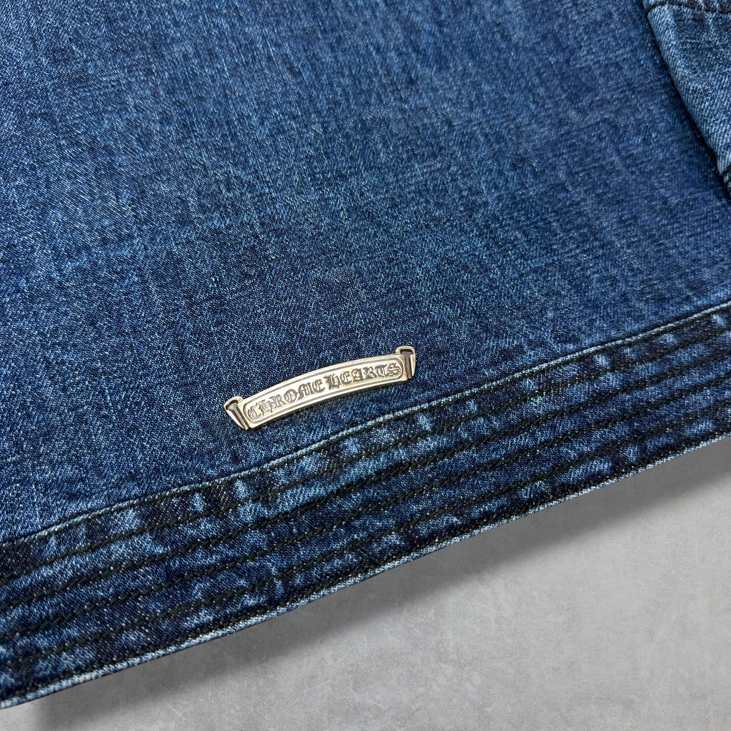 Chrome Hearts Shearling Collar Blue Denim Work Jacket M