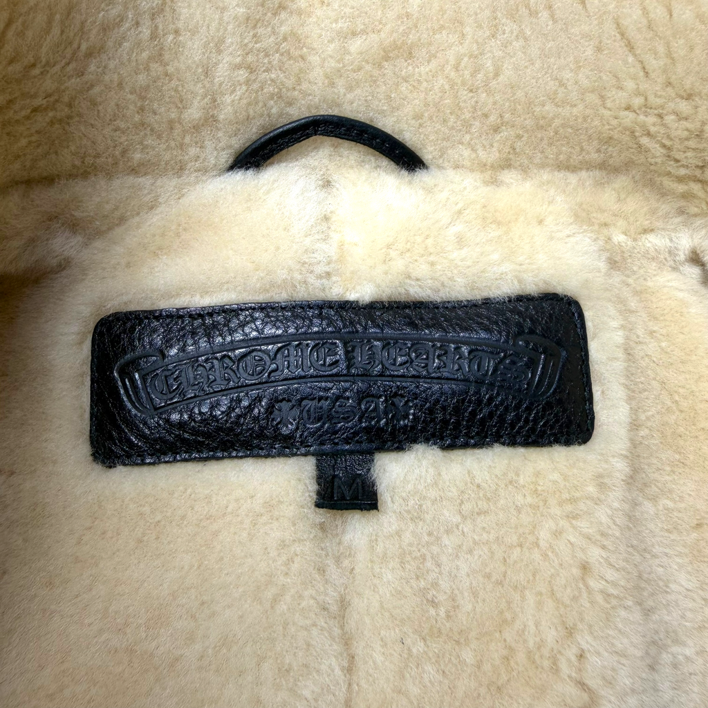 Chrome Hearts Shearling Collar Blue Denim Work Jacket M