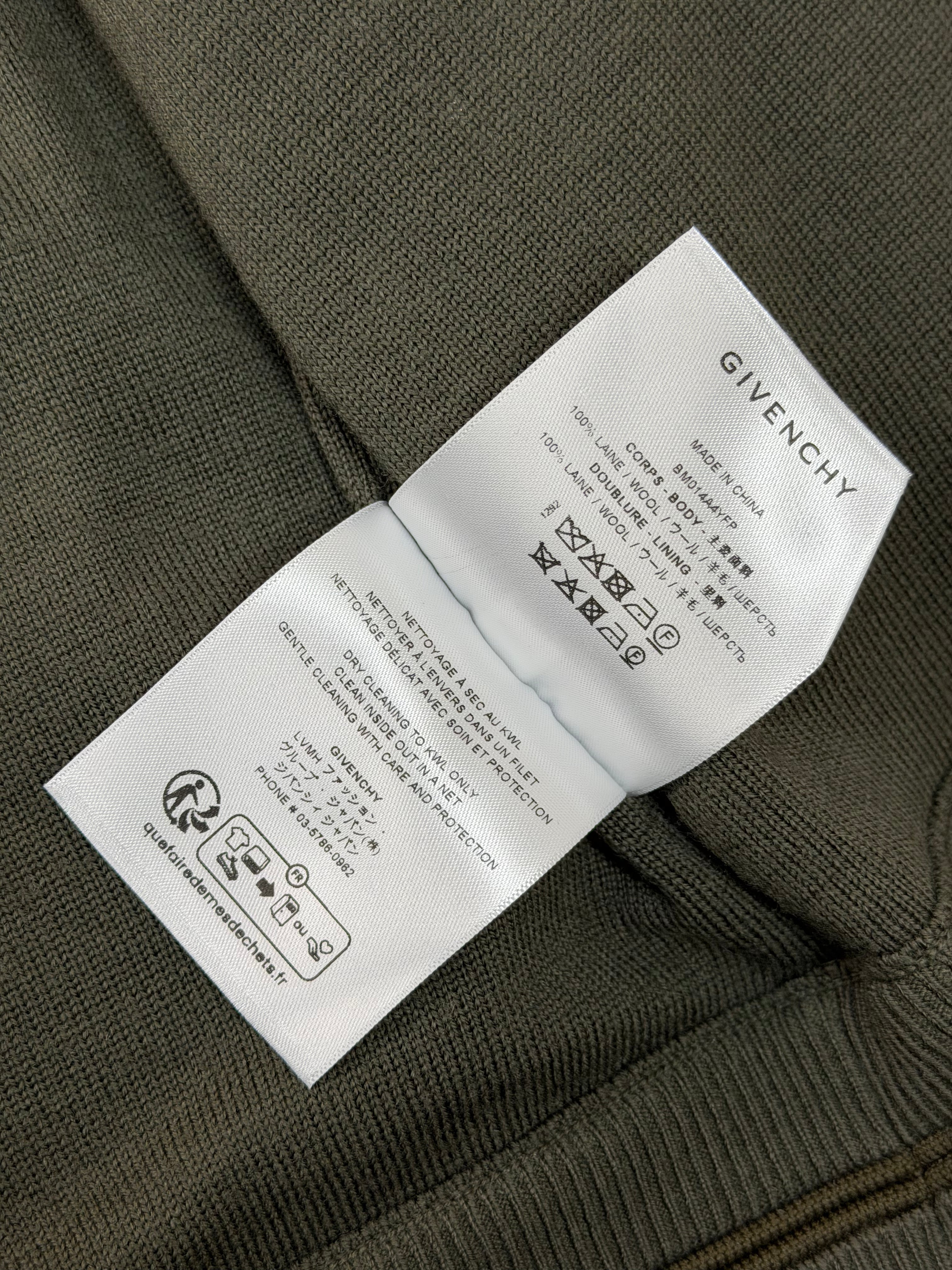 Givenchy Knitted Khaki Green Varsity Bomber M