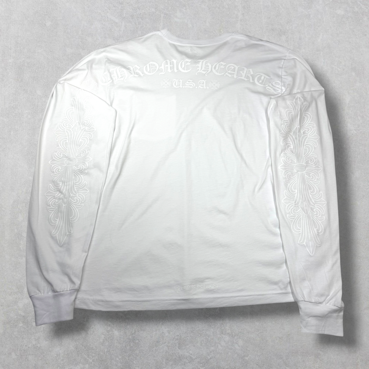 Chrome Hearts Script Logo USA Floral Long Sleeve White L