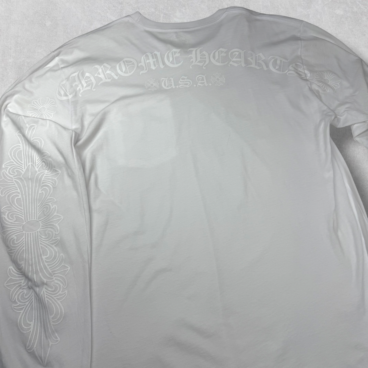 Chrome Hearts Script Logo USA Floral Long Sleeve White L