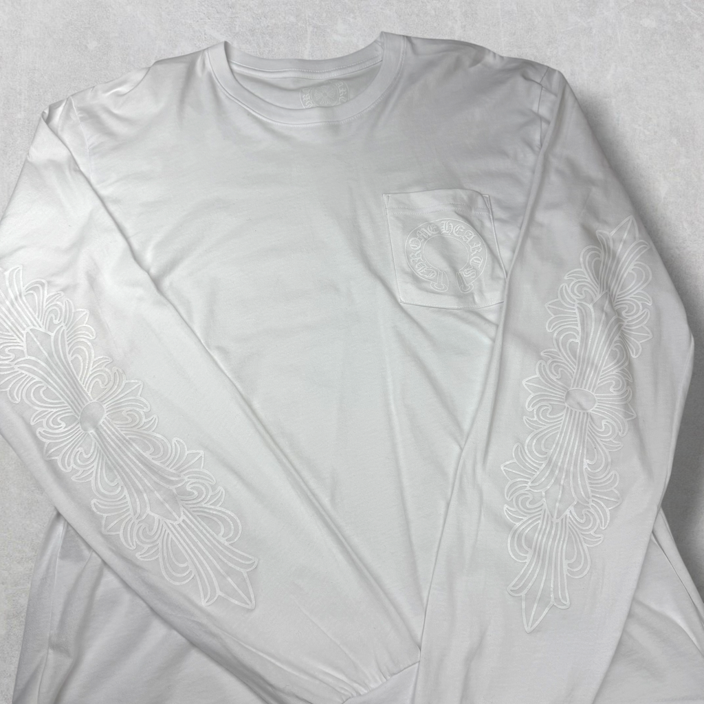 Chrome Hearts Script Logo USA Floral Long Sleeve White L