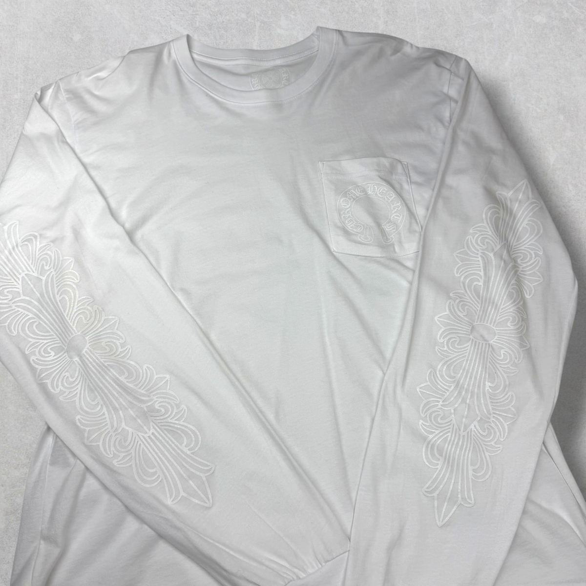 Chrome Hearts Script Logo USA Floral Long Sleeve White L