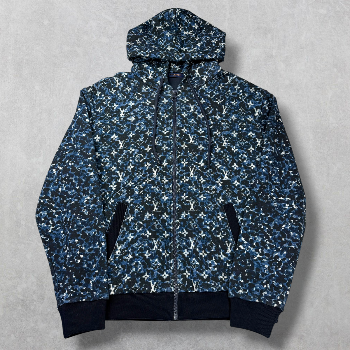 Louis Vuitton Blue Pointillism Monogram Zip Up Hoodie L