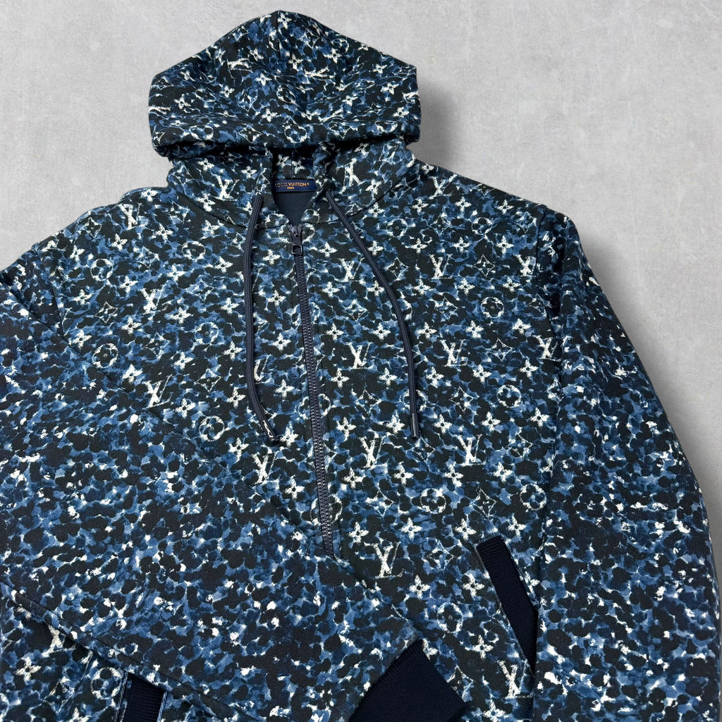 Louis Vuitton Blue Pointillism Monogram Zip Up Hoodie L