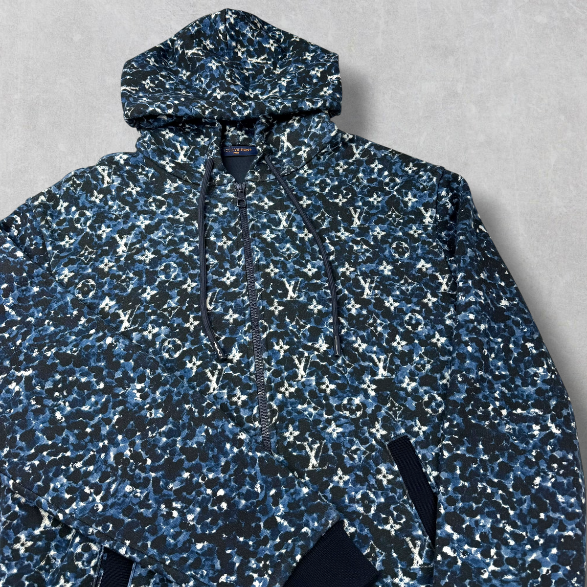 Louis Vuitton Blue Pointillism Monogram Zip Up Hoodie L
