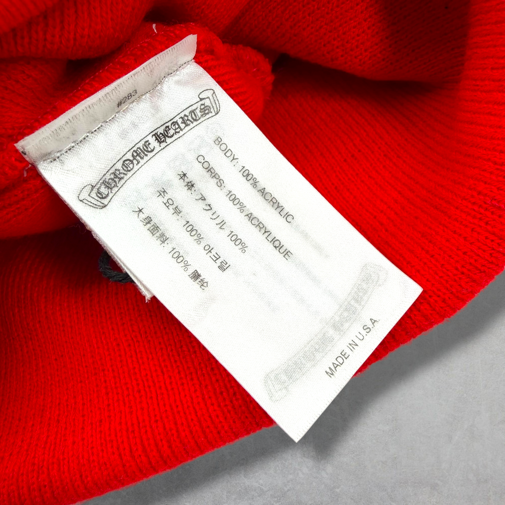 Chrome Hearts White Triple Cross Red Beanie