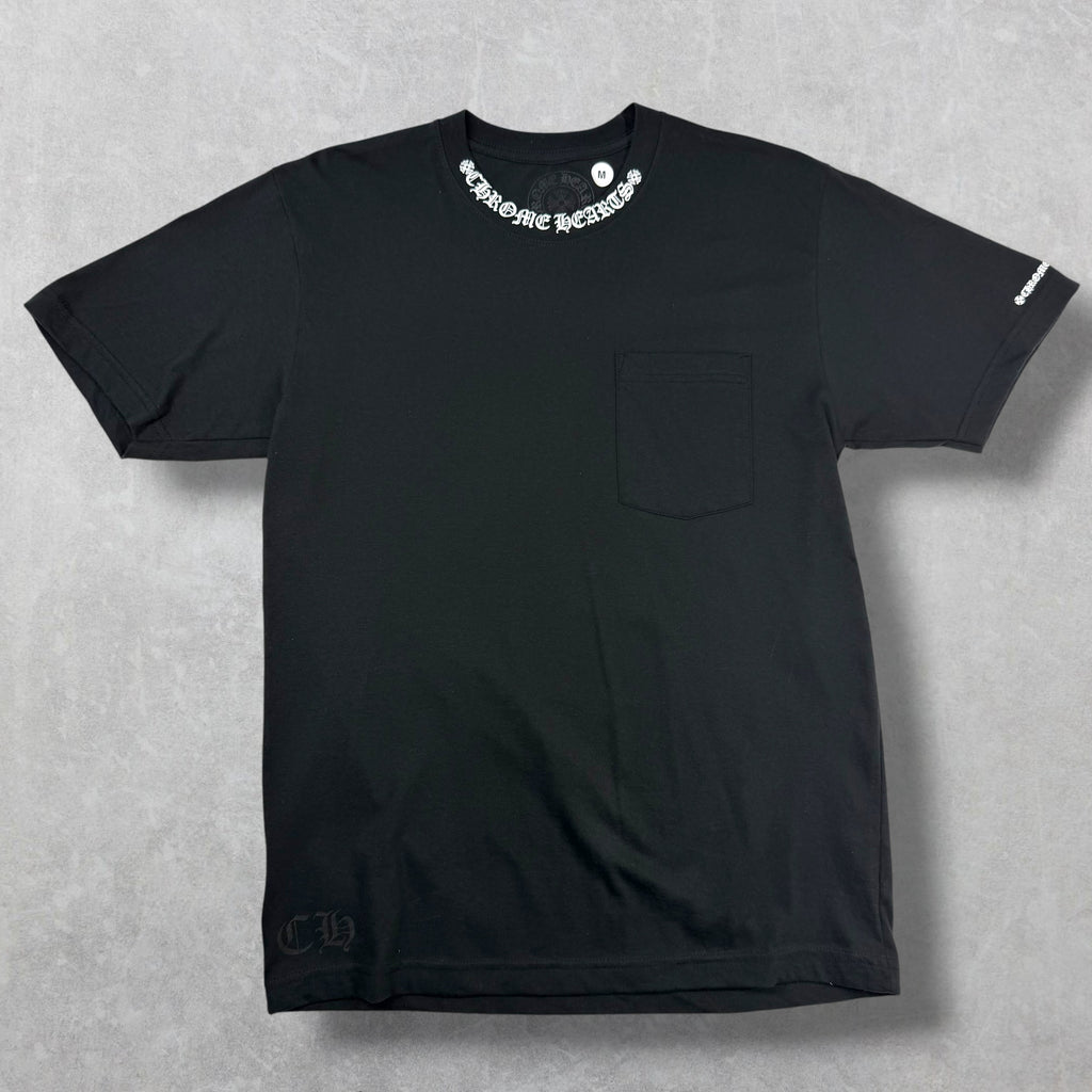 Chrome Hearts White Neck Logo Black Tee M
