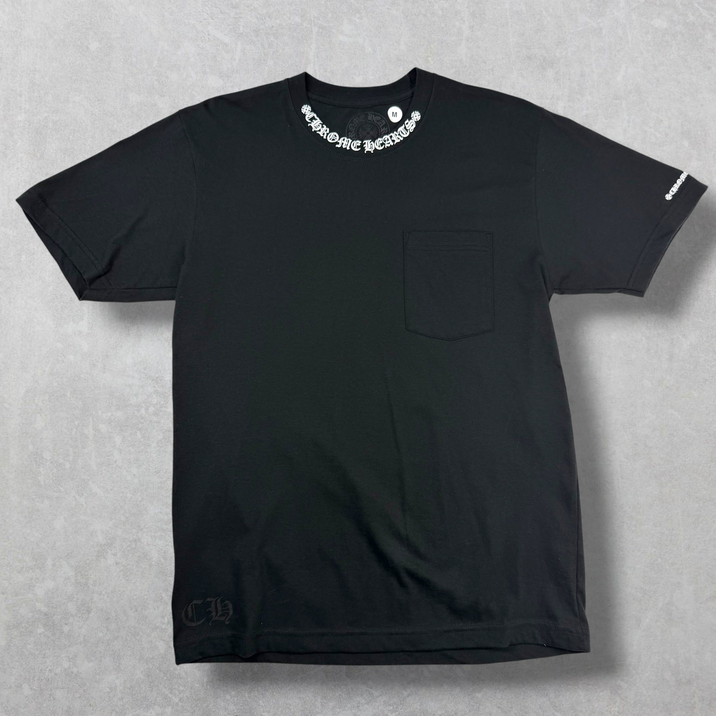 Chrome Hearts White Neck Logo Black Tee M