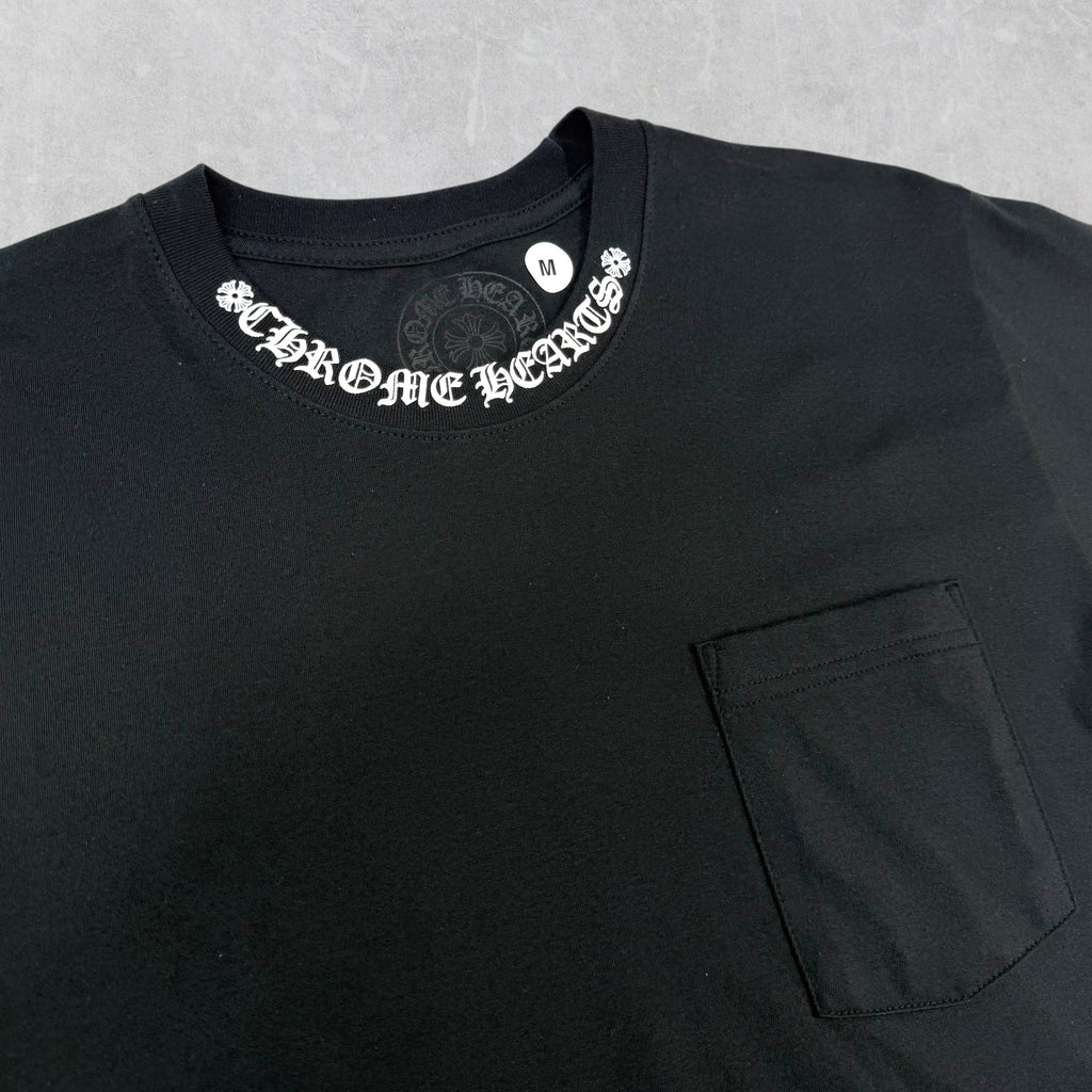 Chrome Hearts White Neck Logo Black Tee M