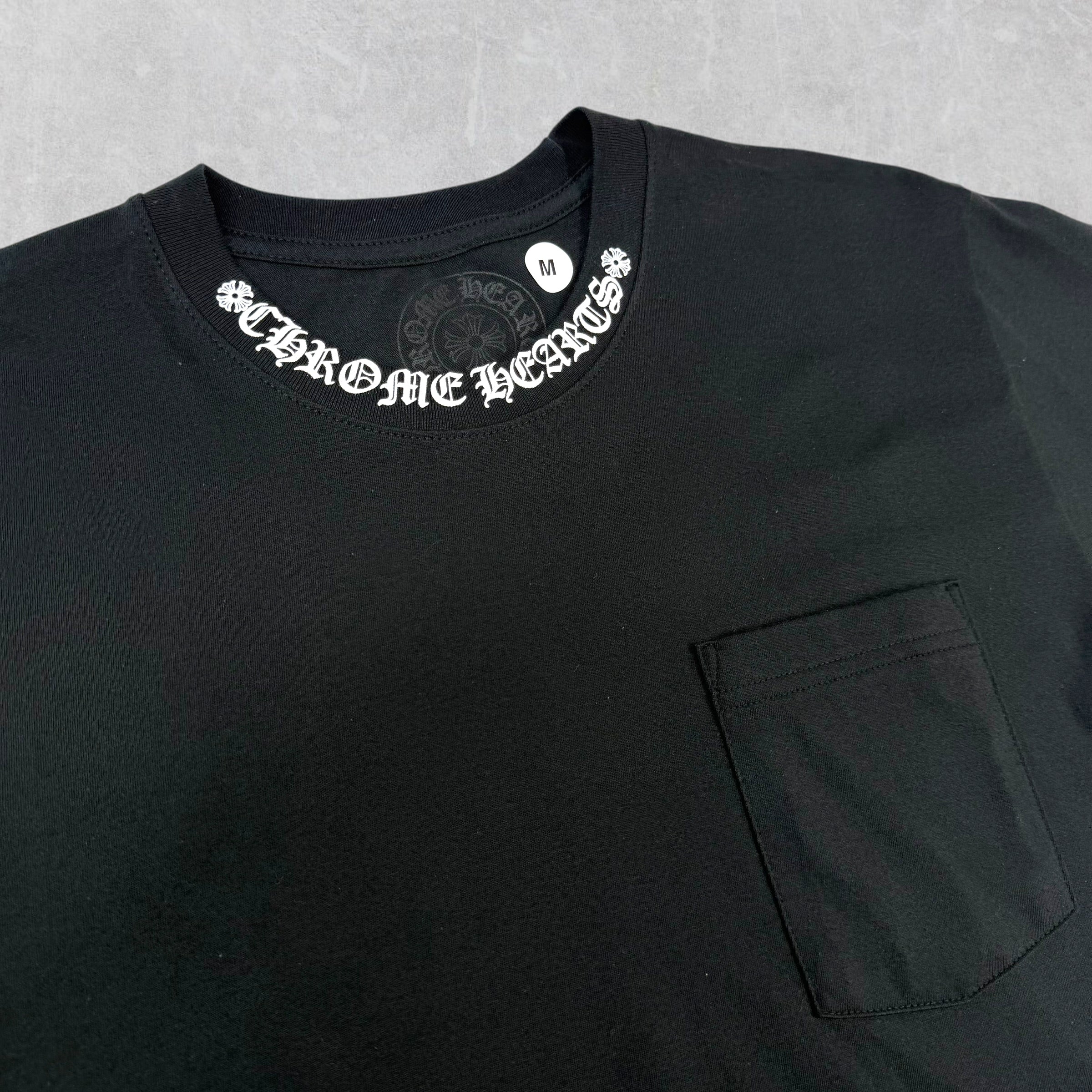 Chrome Hearts White Neck Logo Black Tee M
