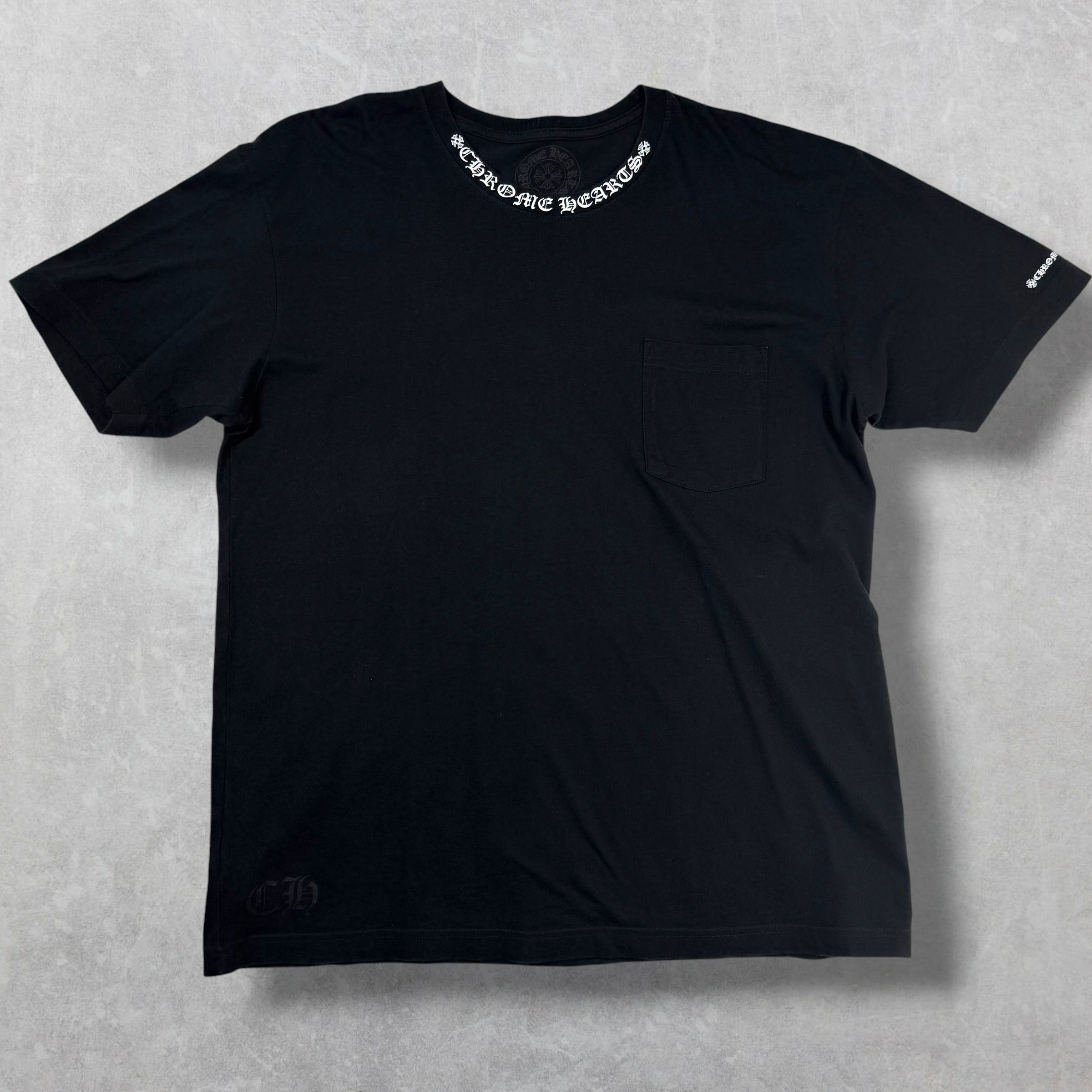 Chrome Hearts White Neck Logo Black Tee XL