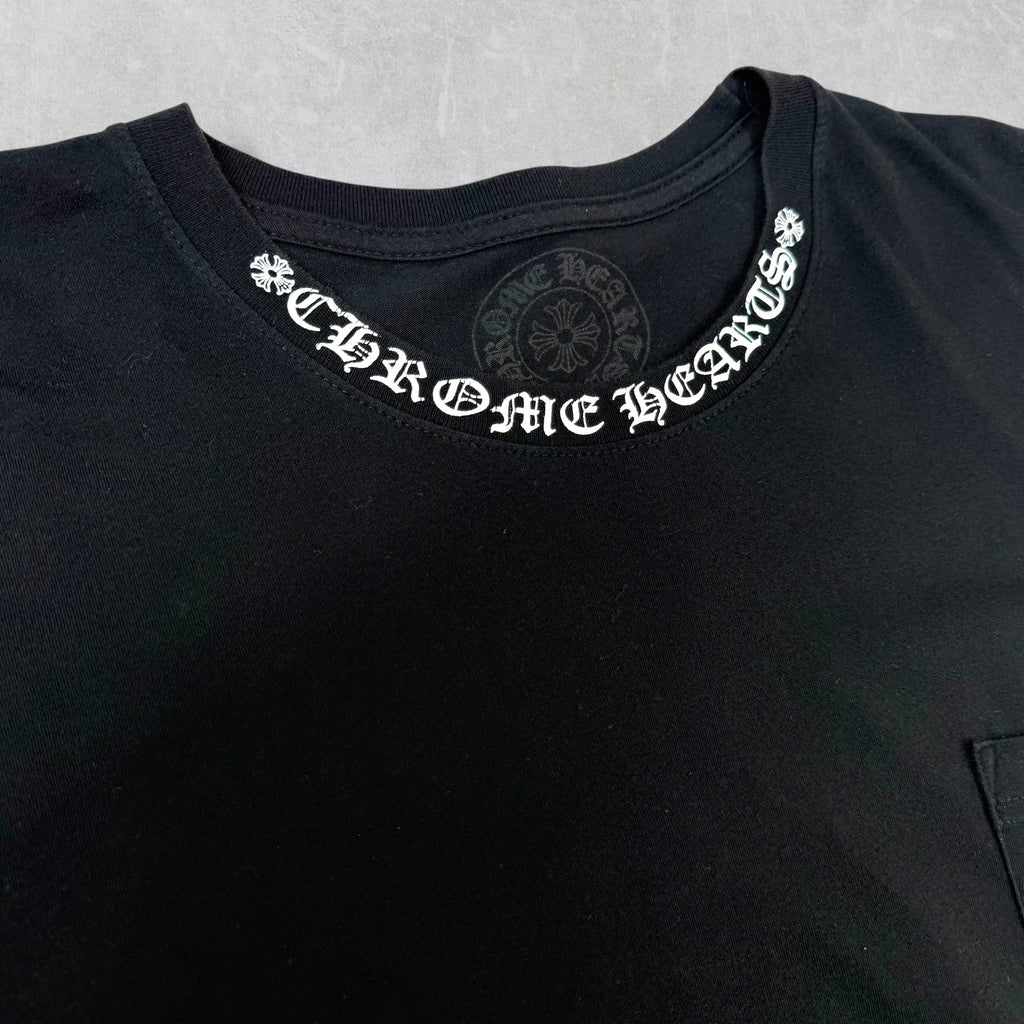 Chrome Hearts White Neck Logo Black Tee XL
