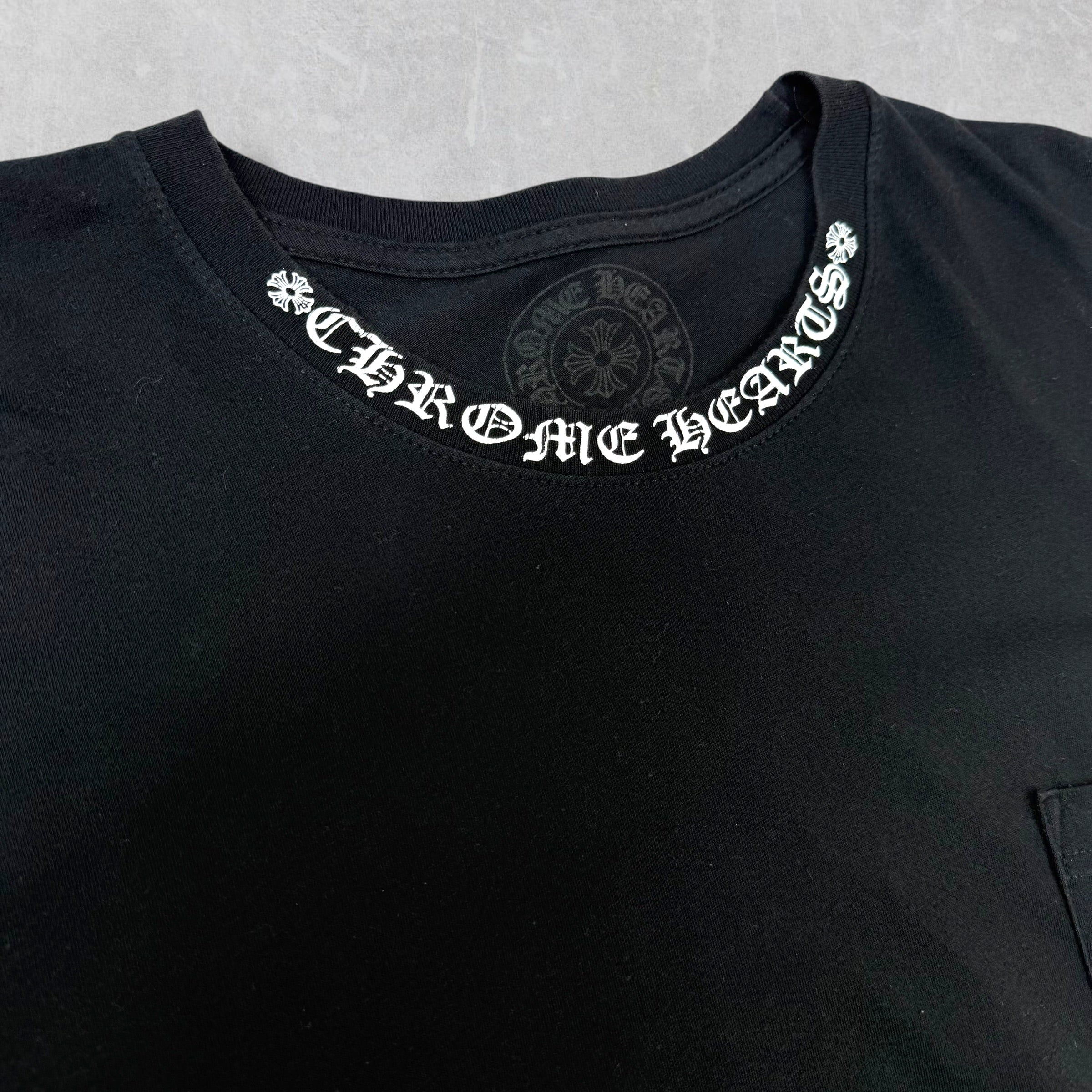 Chrome Hearts White Neck Logo Black Tee XL