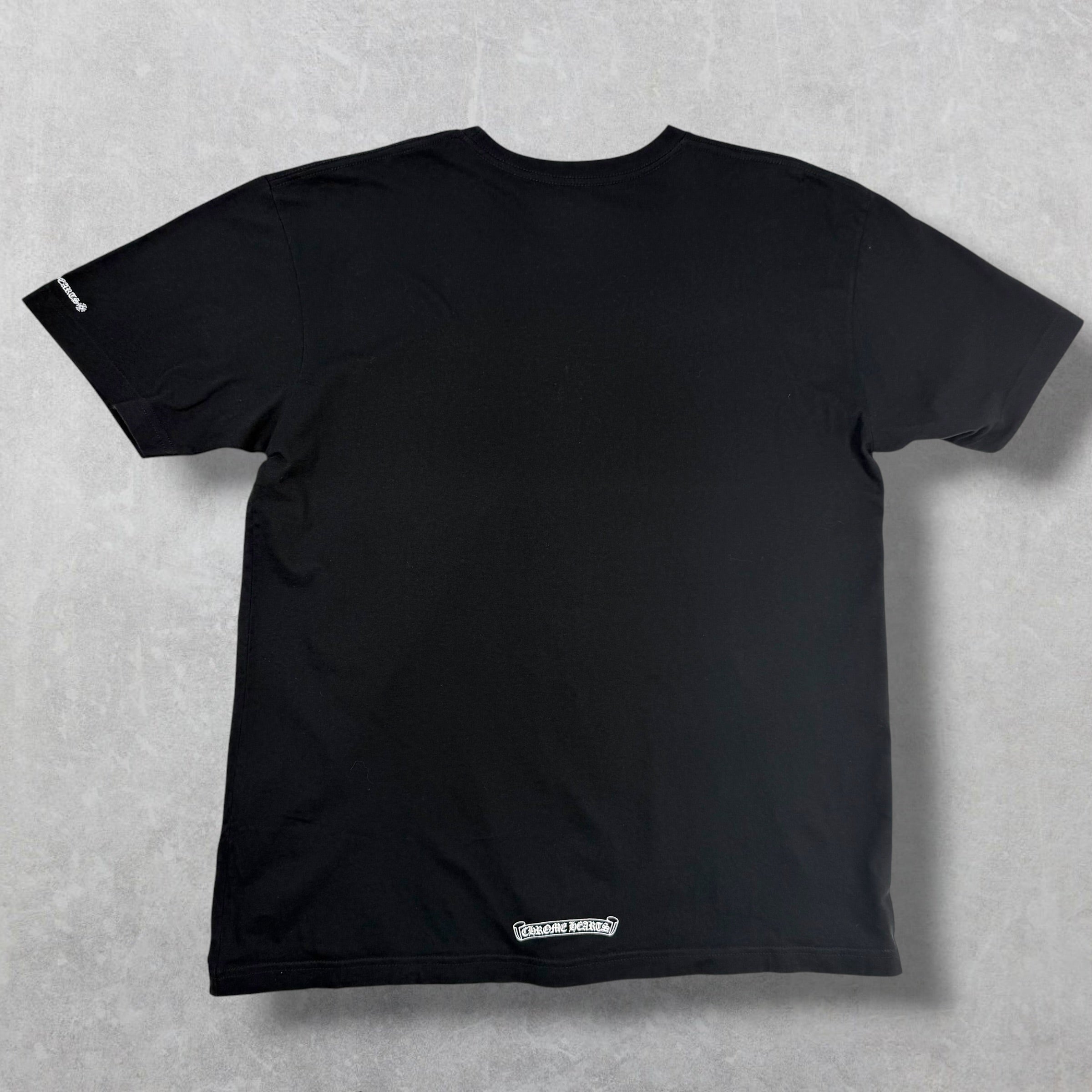 Chrome Hearts White Neck Logo Black Tee XL