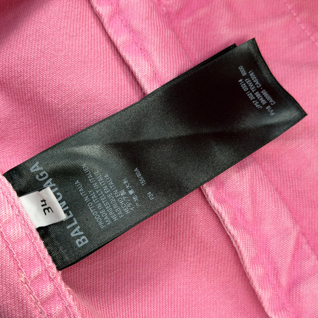 Balenciaga Embroidered Logo Pink Denim Jacket 34 (M)