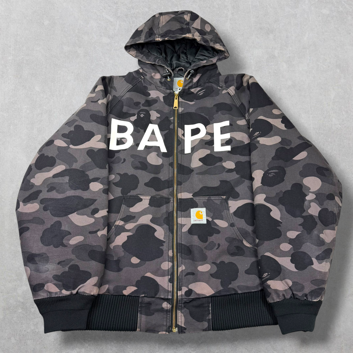 Bape x Carhartt WIP Black Camo Jacket L