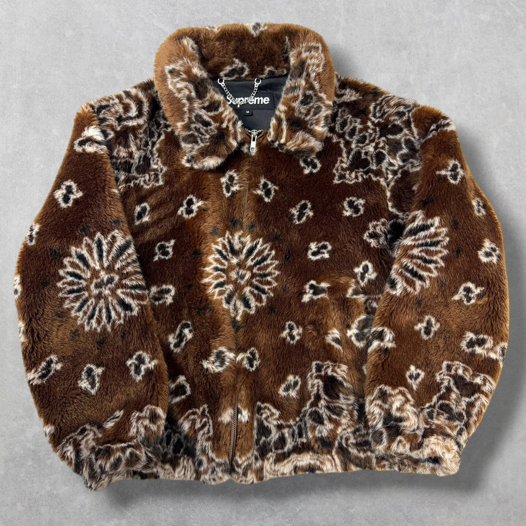 Supreme Bandana Faux Fur Bomber Jacket Brown M