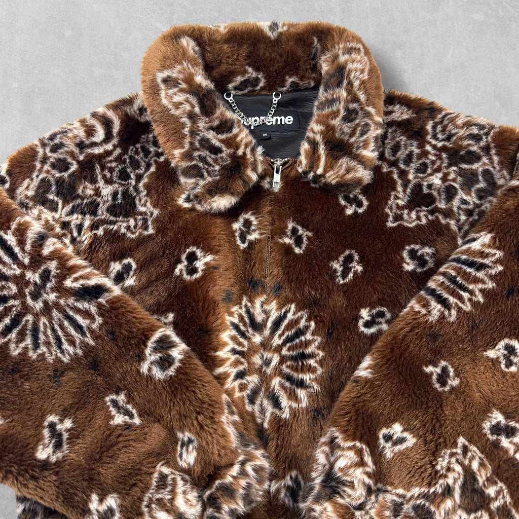 Supreme Bandana Faux Fur Bomber Jacket Brown M