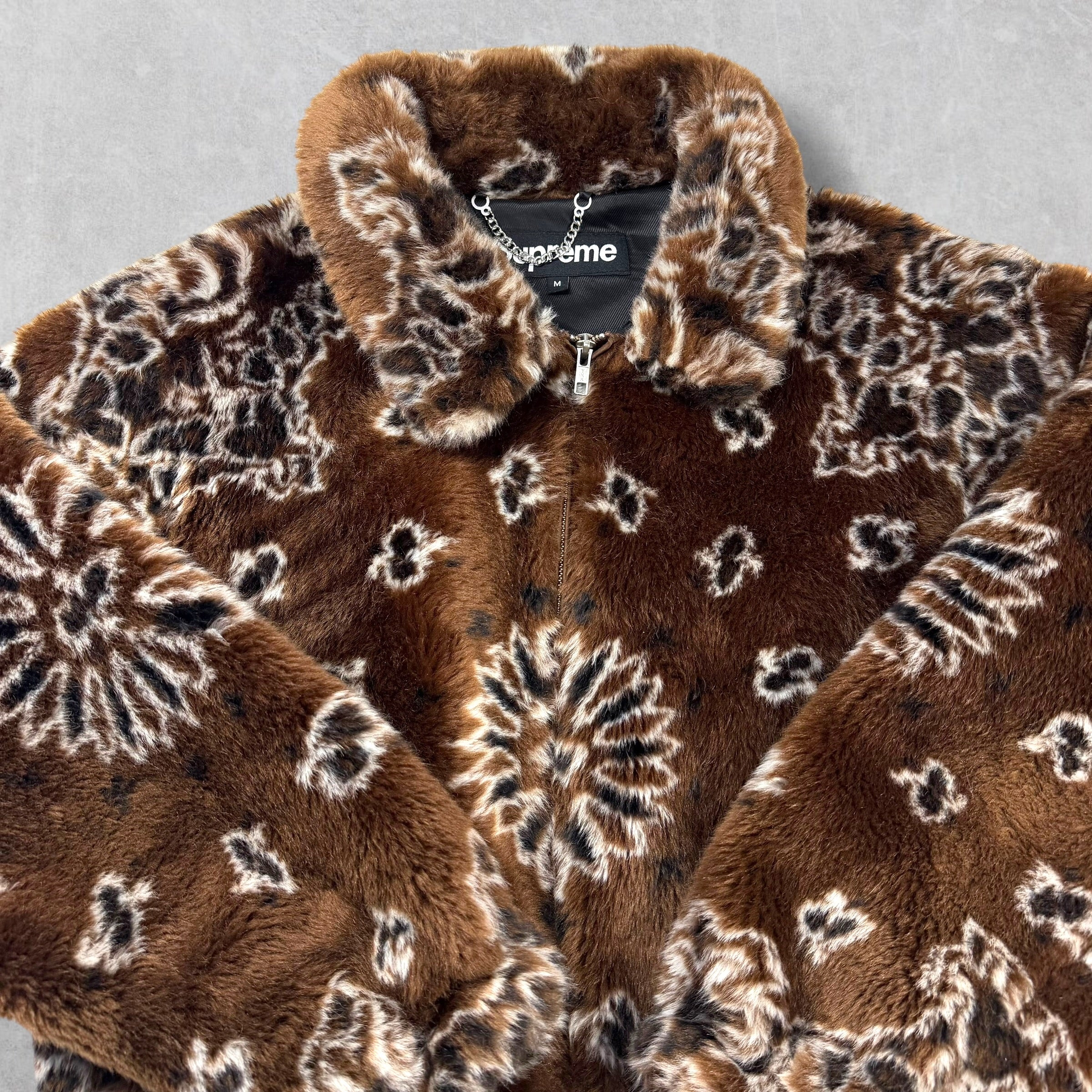 Supreme Bandana Faux Fur Bomber Jacket Brown M