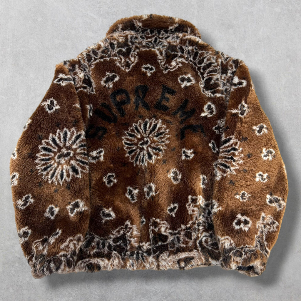 Supreme Bandana Faux Fur Bomber Jacket Brown M
