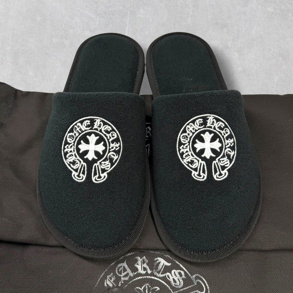 Chrome Hearts Hotel Slippers Black S (7-7.5US)
