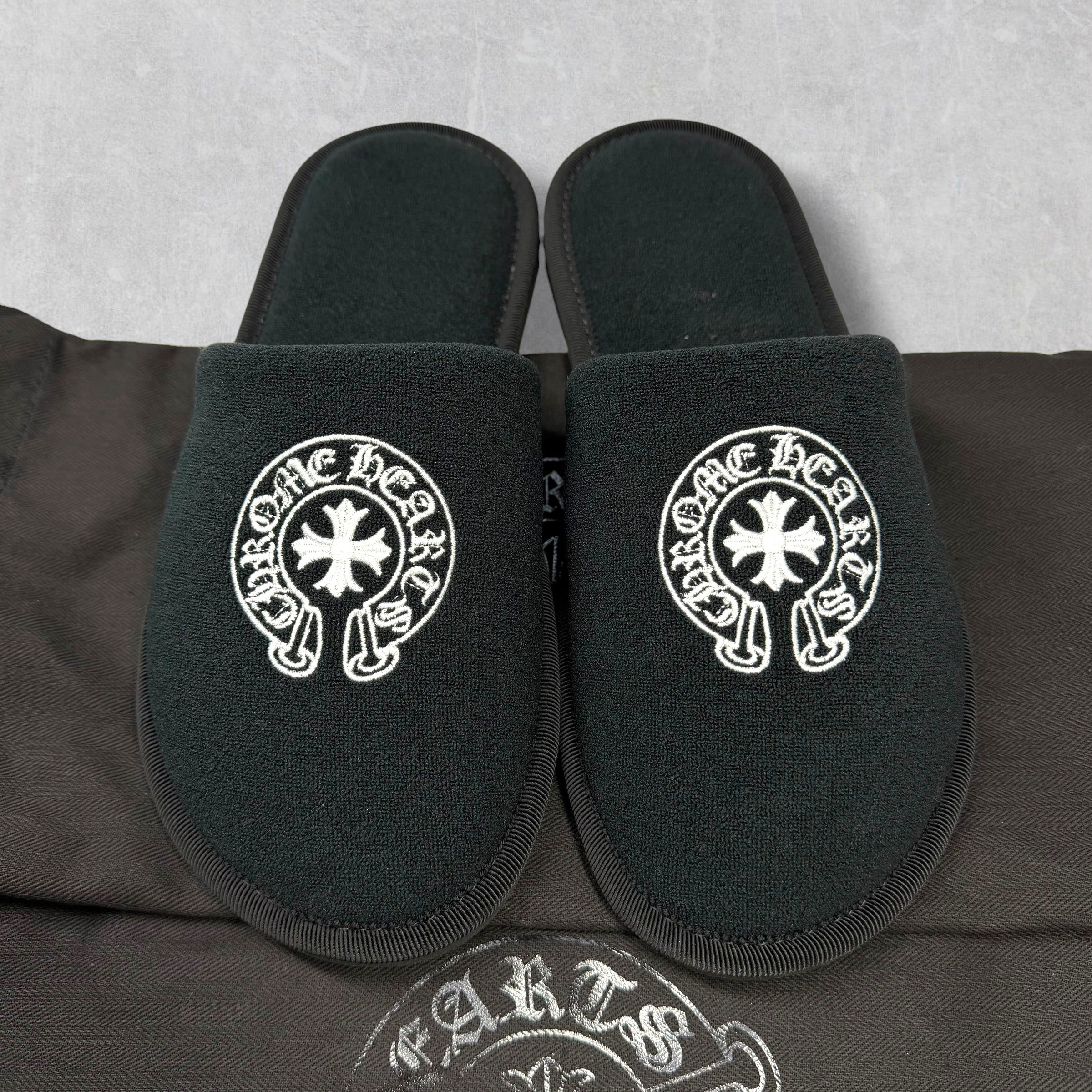 Chrome Hearts Hotel Slippers Black S (7-7.5US)