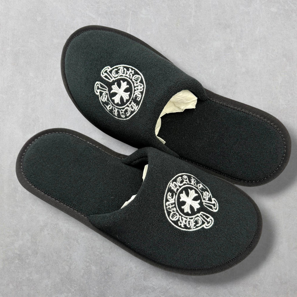 Chrome Hearts Hotel Slippers Black S (7-7.5US)