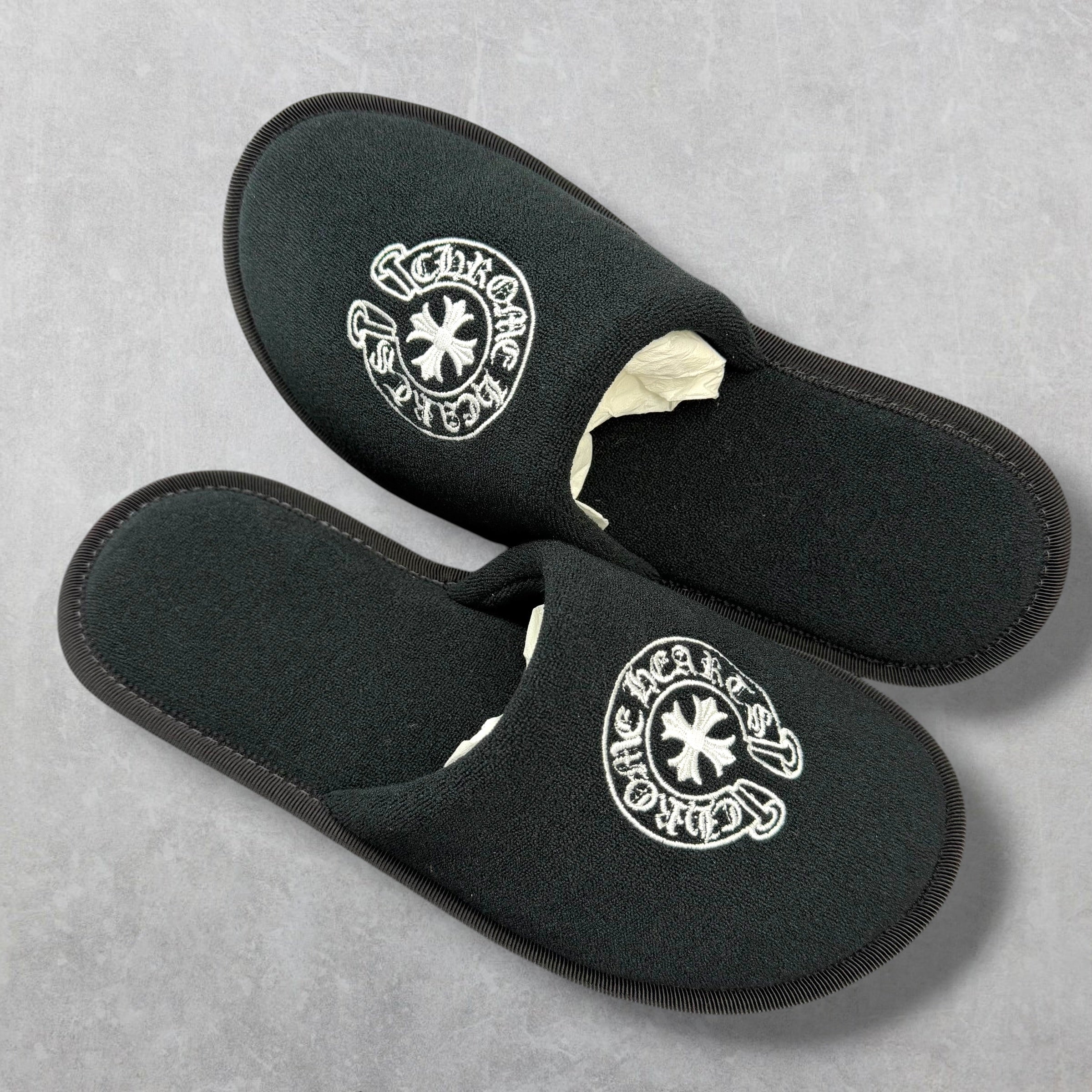 Chrome Hearts Hotel Slippers Black S (7-7.5US)