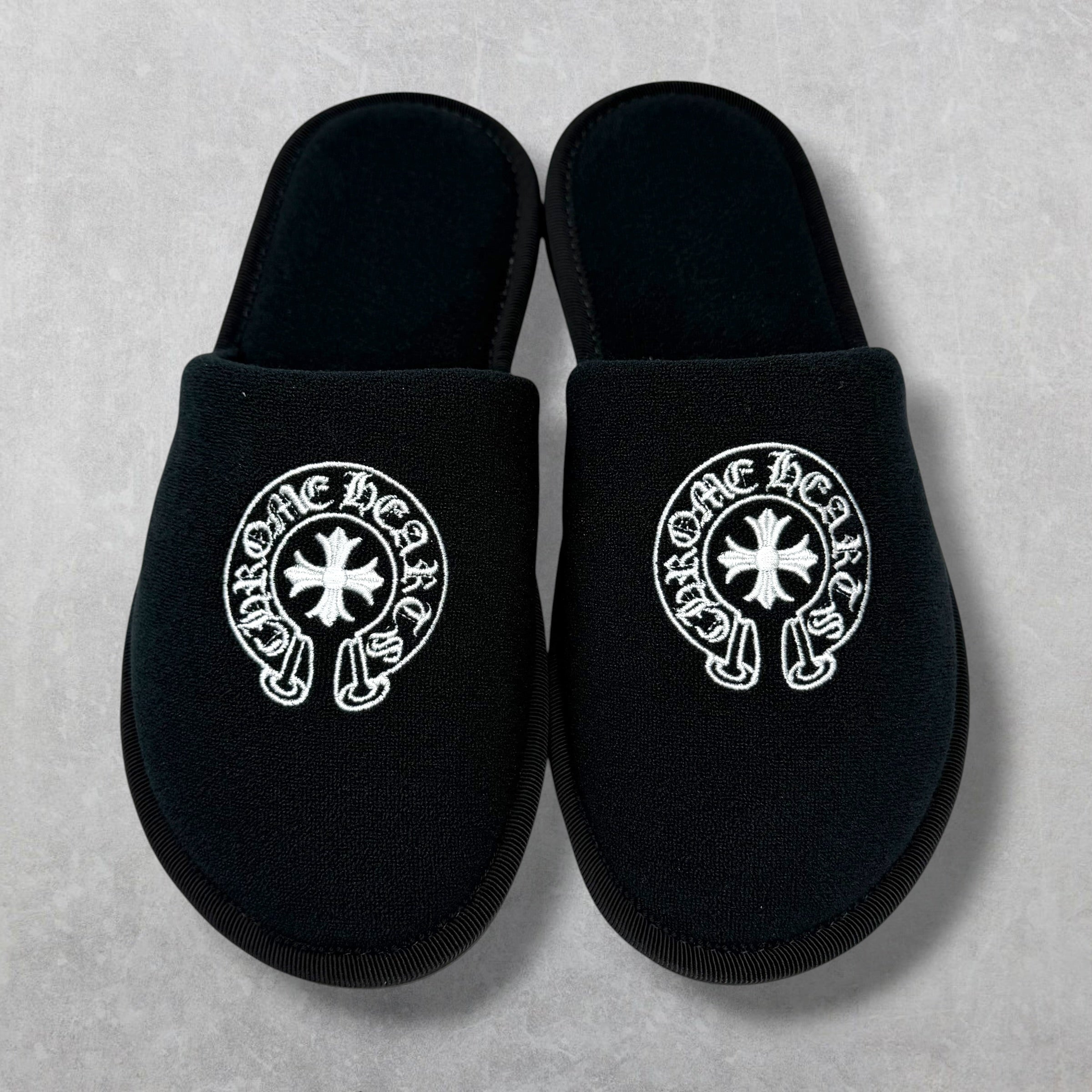Chrome Hearts Hotel Slippers Black S (7-7.5US)