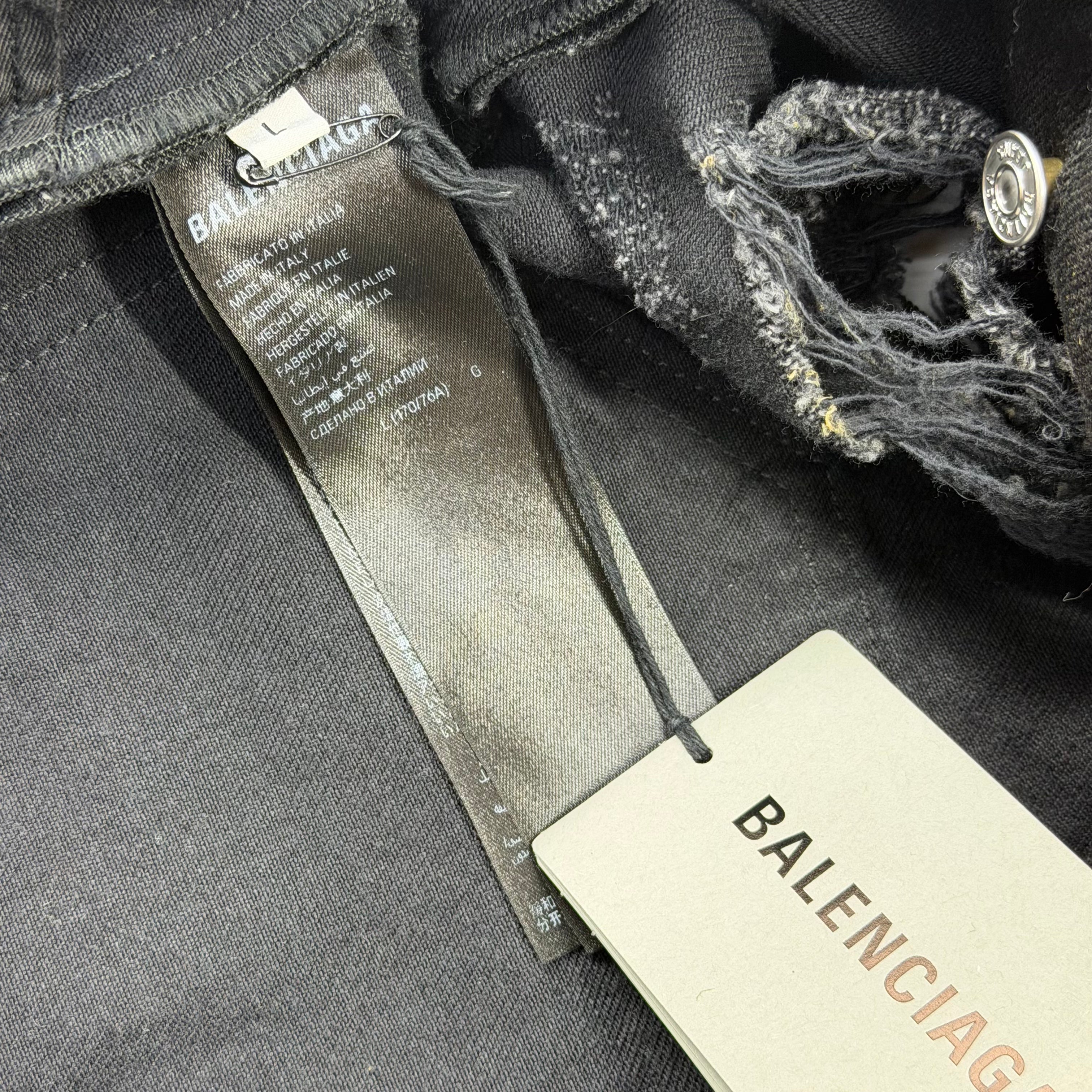 Balenciaga Super Destroyed Baggy Black Jeans L (36)