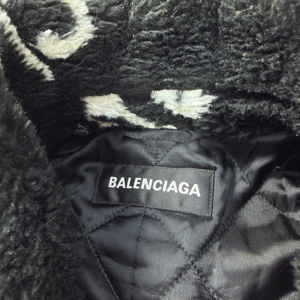 Balenciaga Logo Faux Fur Coat 44 (XL)