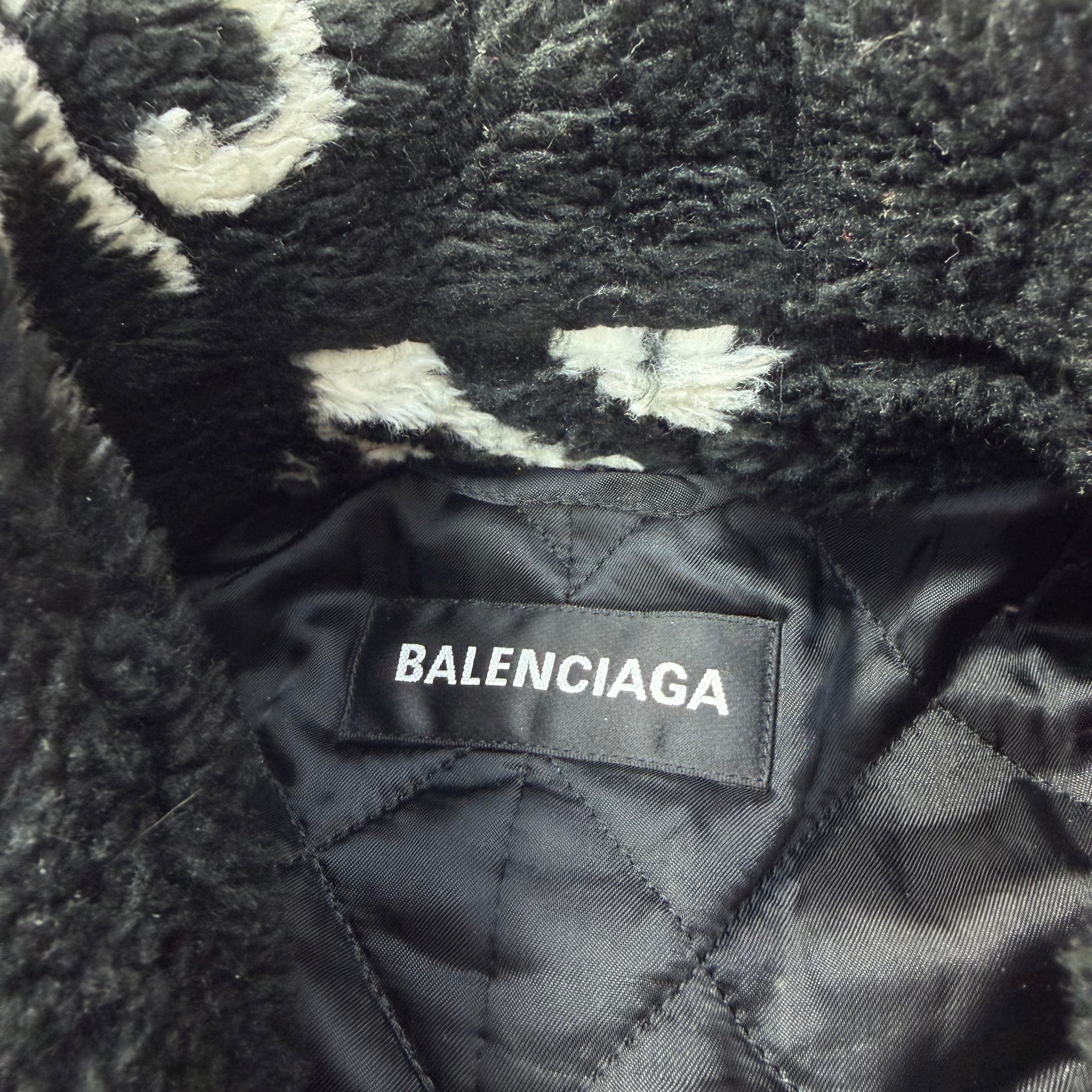 Balenciaga Logo Faux Fur Coat 44 (XL)