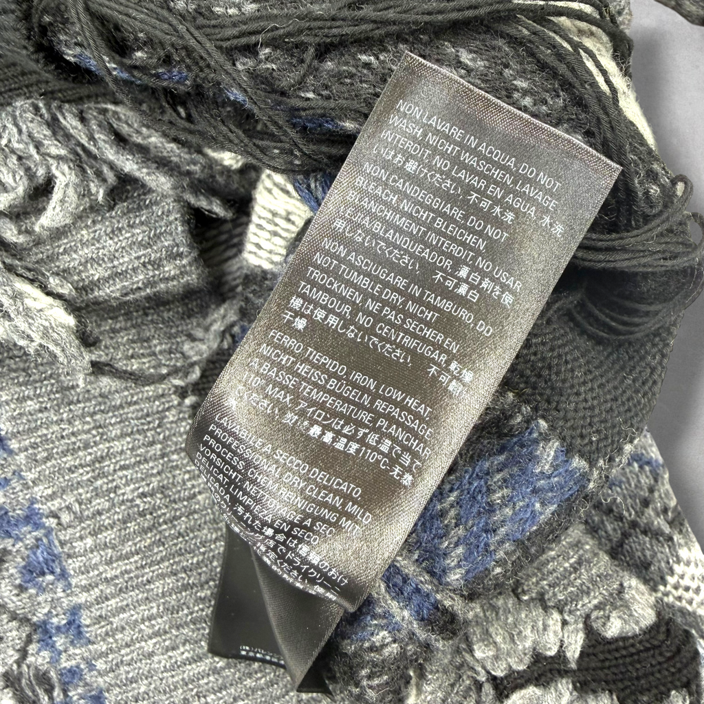 Balenciaga Grey Destroyed Fair Isle Sweater M