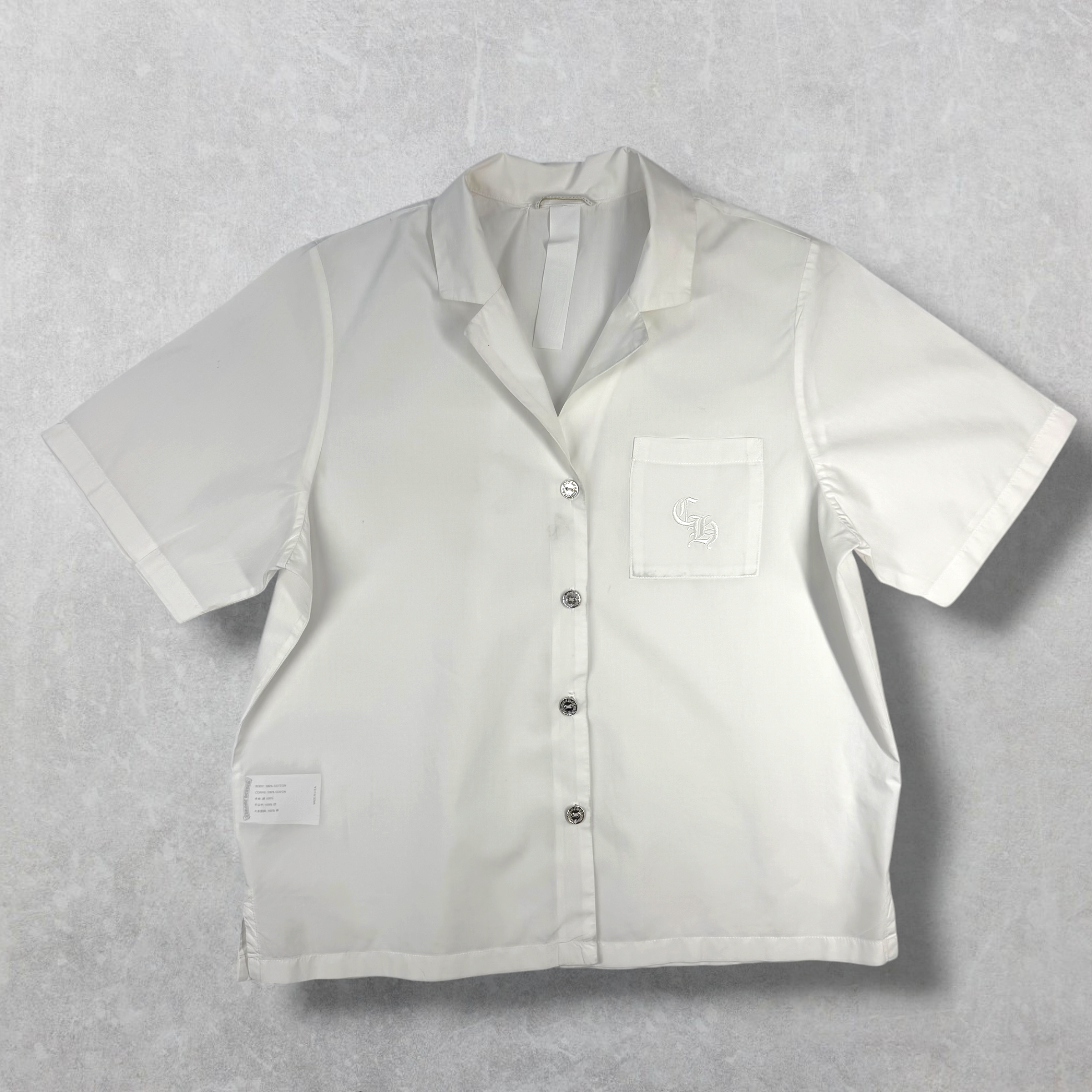 Chrome Hearts CH Embroidered White Button Up Shirt S