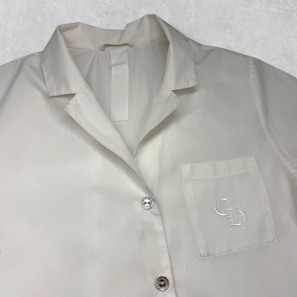Chrome Hearts CH Embroidered White Button Up Shirt S
