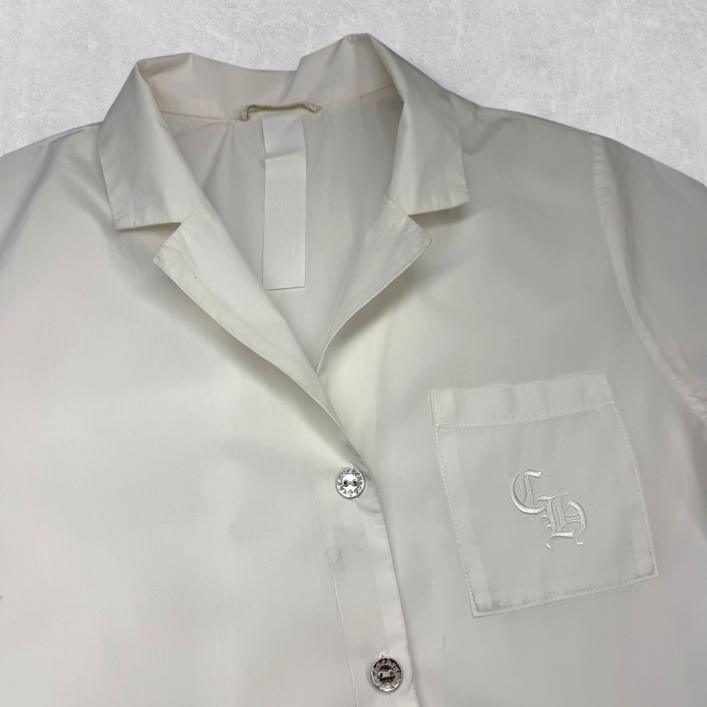 Chrome Hearts CH Embroidered White Button Up Shirt S