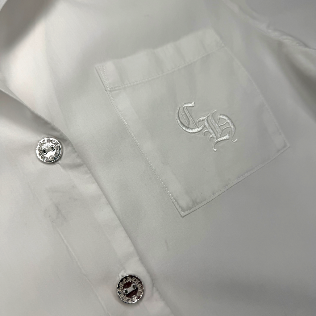 Chrome Hearts CH Embroidered White Button Up Shirt S