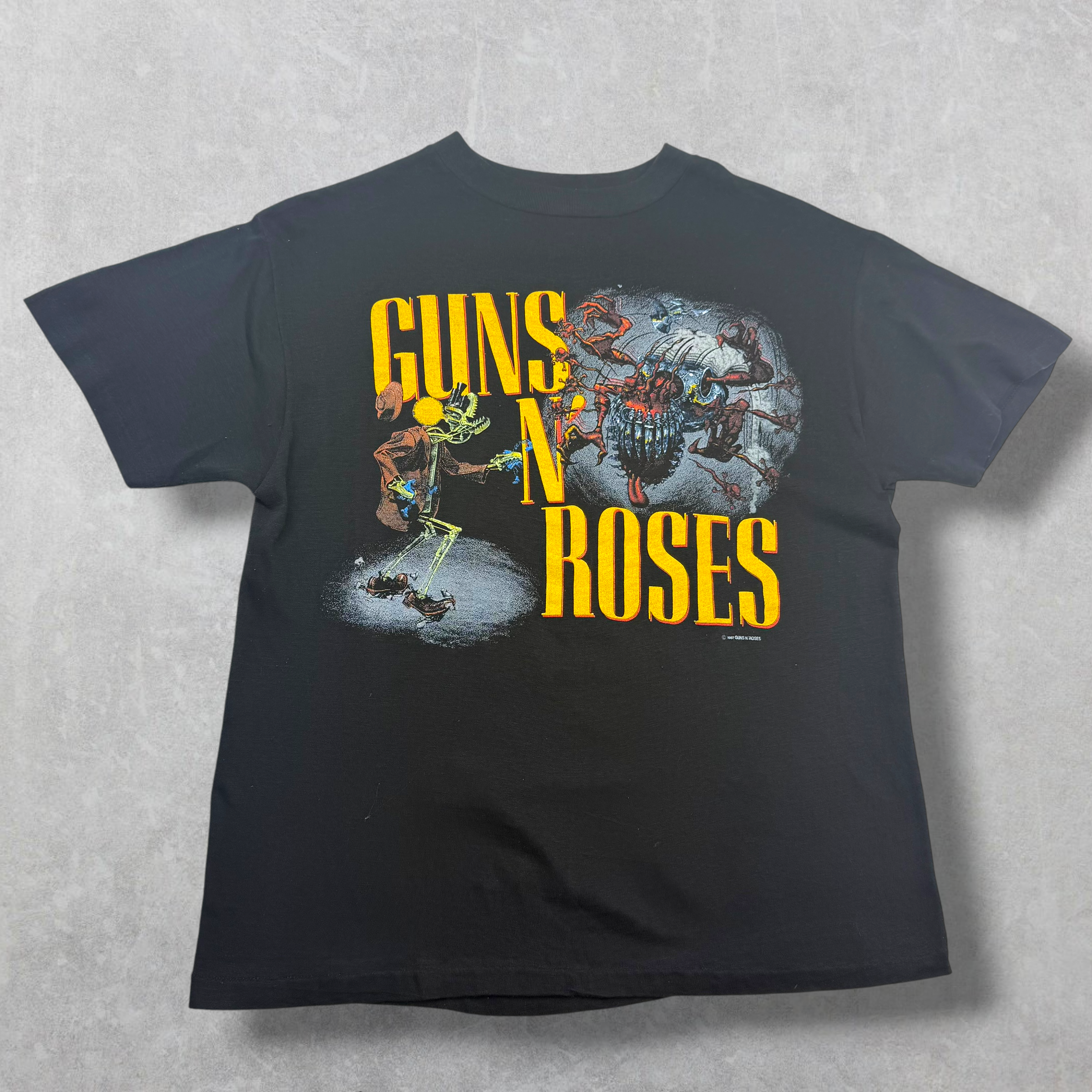 Vintage 1987 Guns N Roses Was Here Concert Banned Graphic Tee L (S)