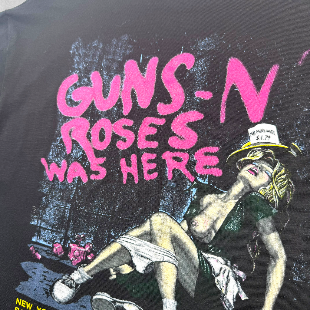 Vintage 1987 Guns N Roses Was Here Concert Banned Graphic Tee L (S)