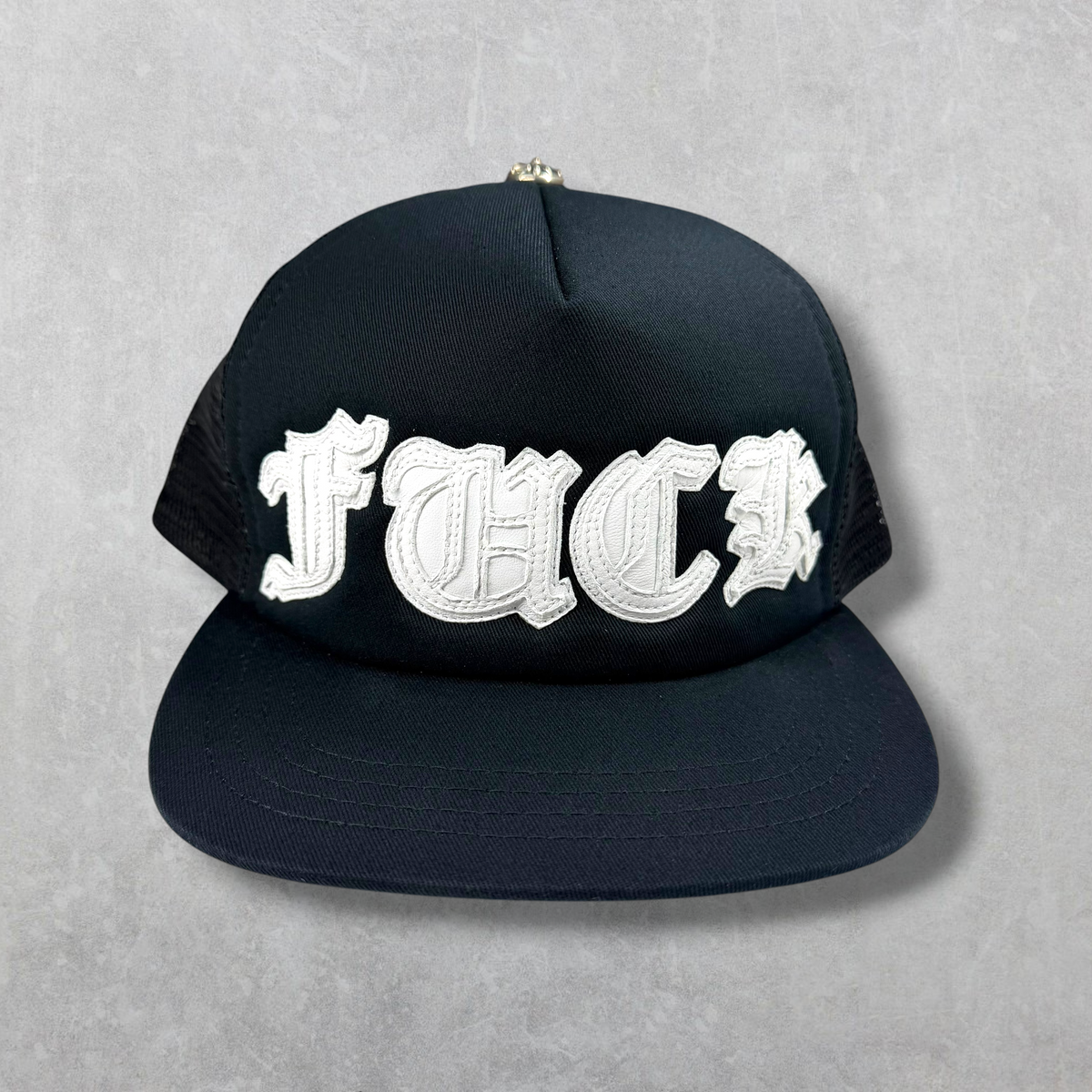 Chrome Hearts Leather White Fuck Patch Trucker Hat