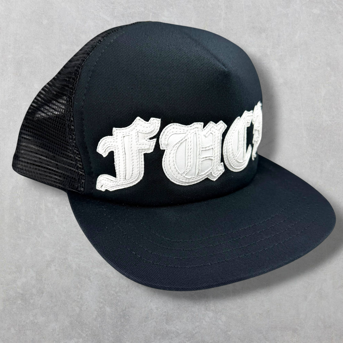 Chrome Hearts Leather White Fuck Patch Trucker Hat
