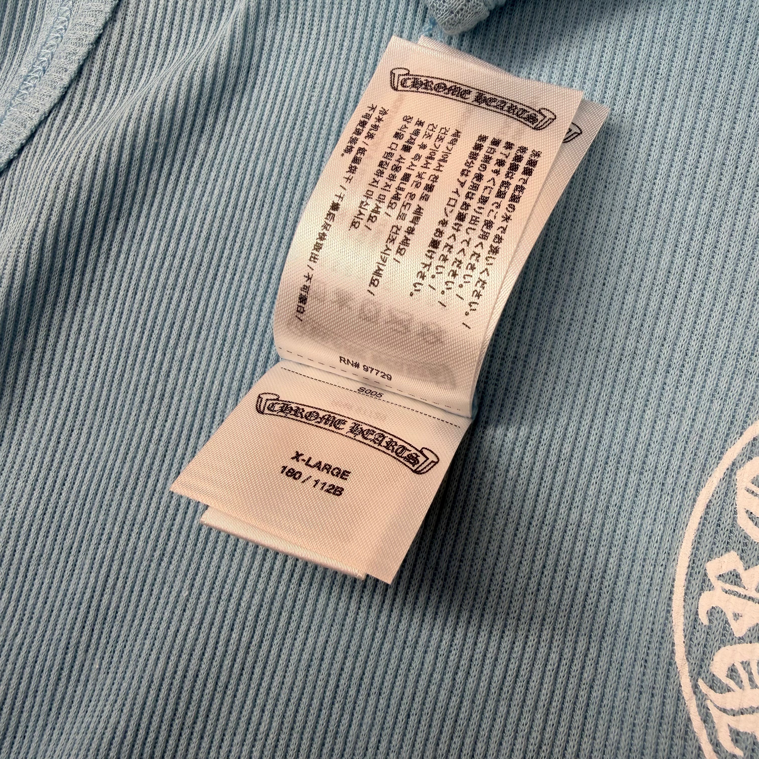 Chrome Hearts Horseshoe Baby Blue Ribbed Tank XL