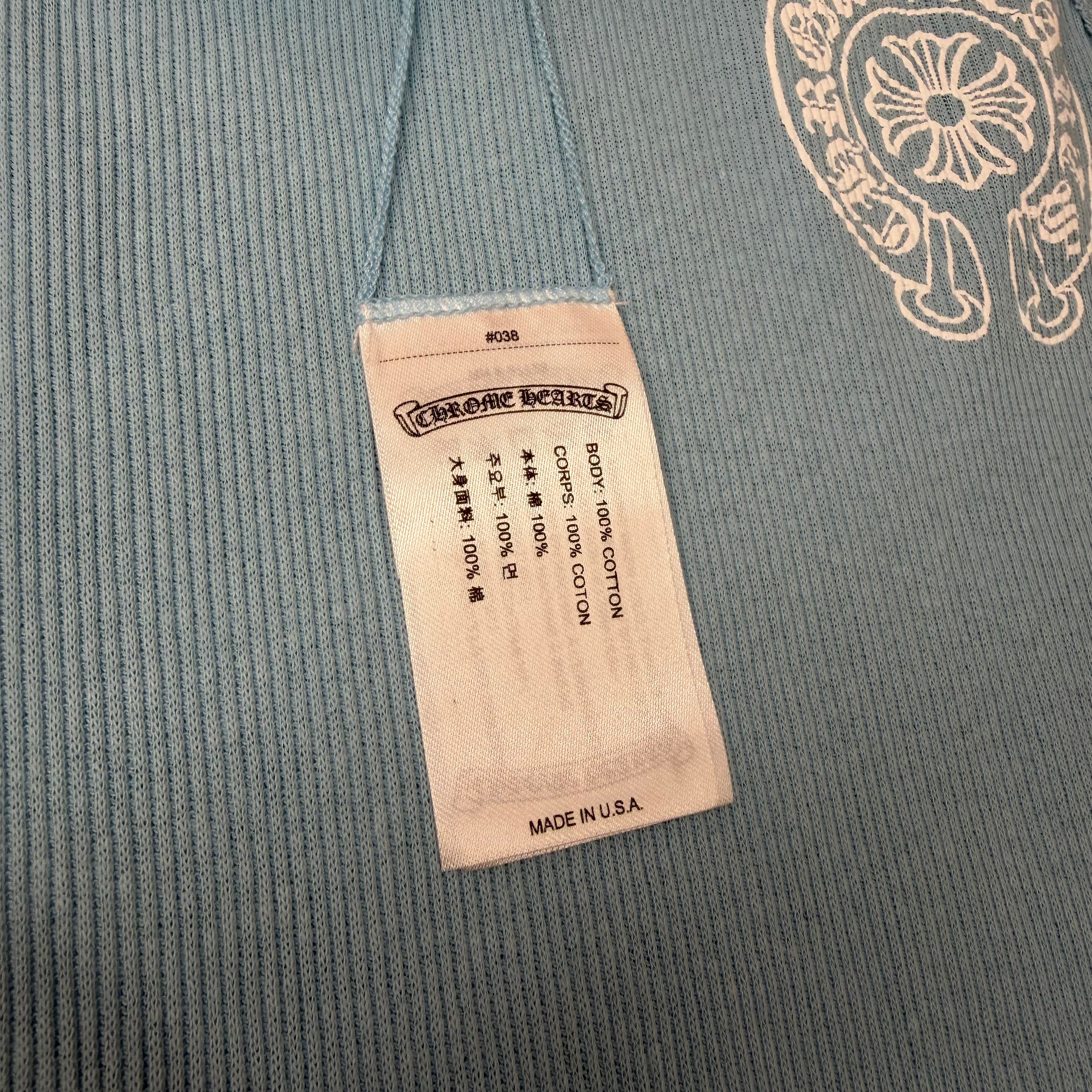 Chrome Hearts Horseshoe Baby Blue Ribbed Tank L