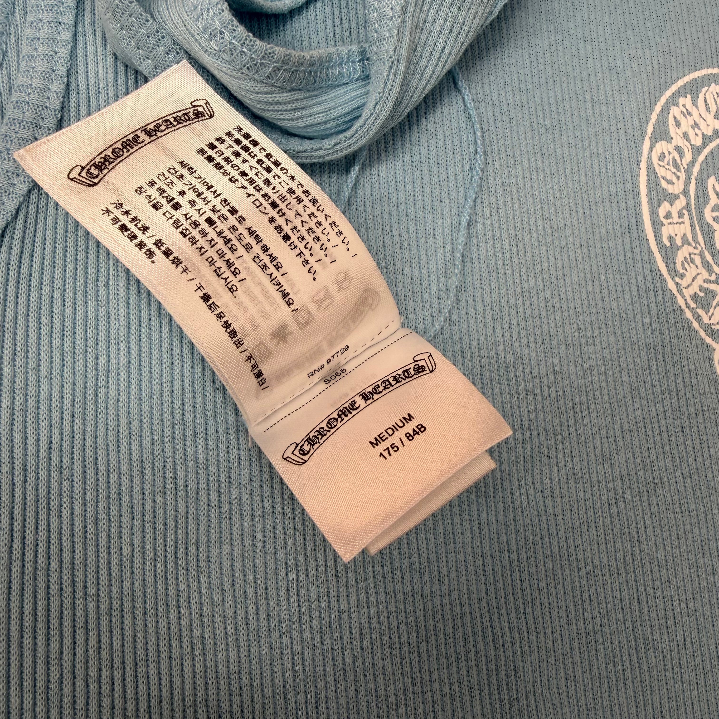 Chrome Hearts Horseshoe Baby Blue Ribbed Tank L